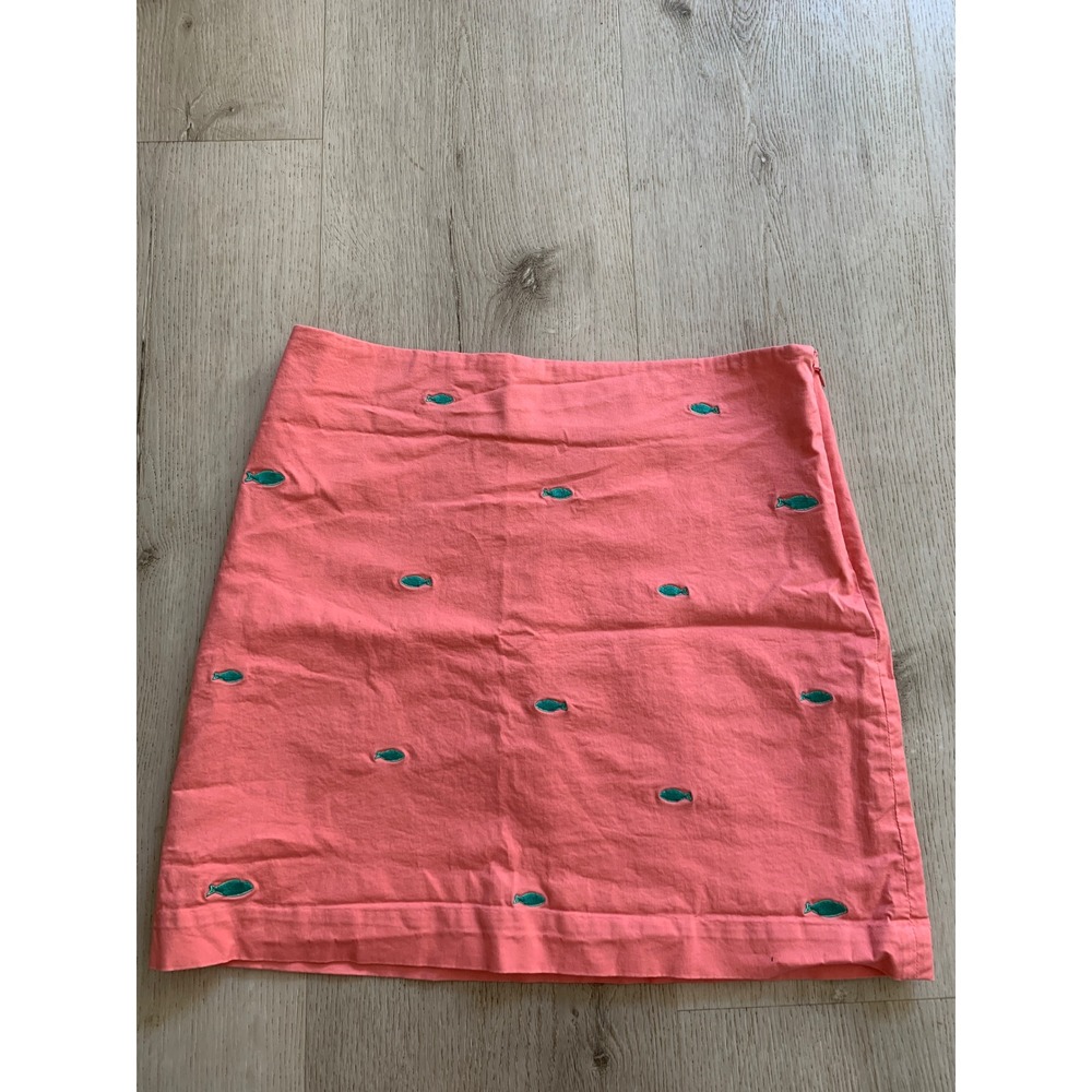 Vineyard Vines Pink Fish Embroidered Mini Skirt Coral Teal Preppy Coastal Size 2